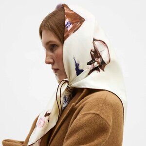 NEW Clementine Sleepwear Ski Club Silk Scarf 90